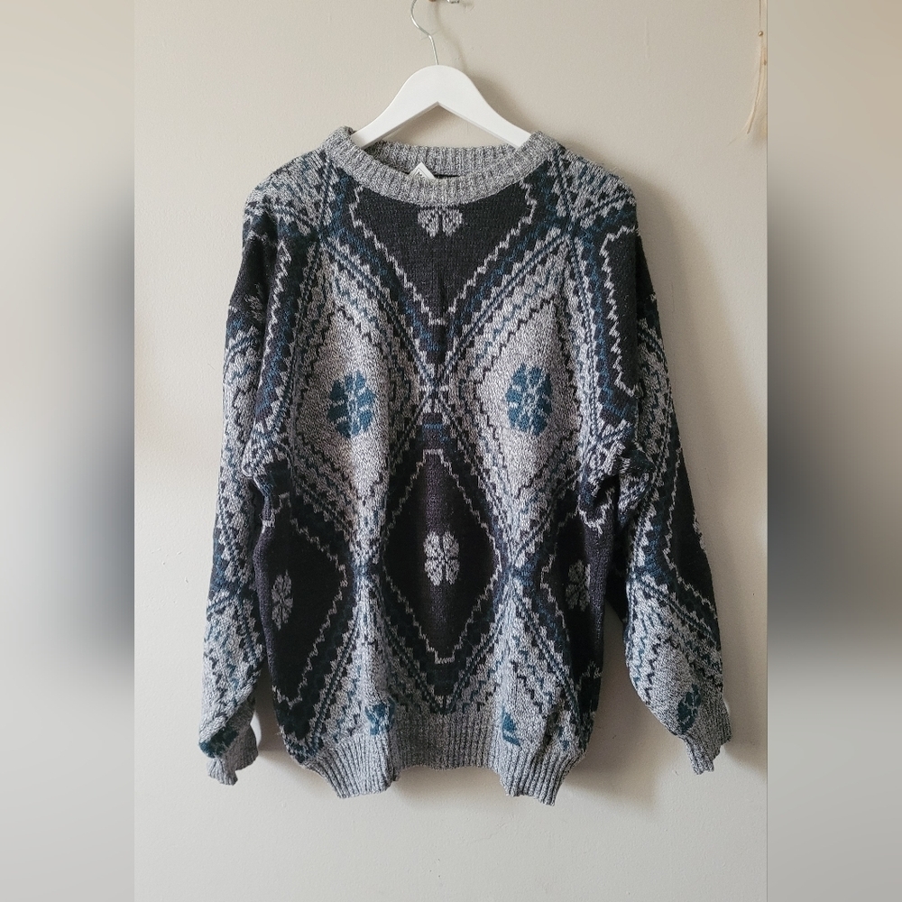Mens XL vintage Massimo Acrylic wool blend sweater - clovers lucky made in italy